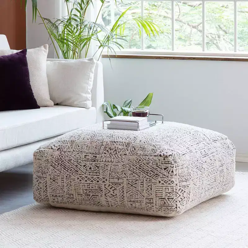 Escondido Ottoman Gray/Ivory - Anji Mountain