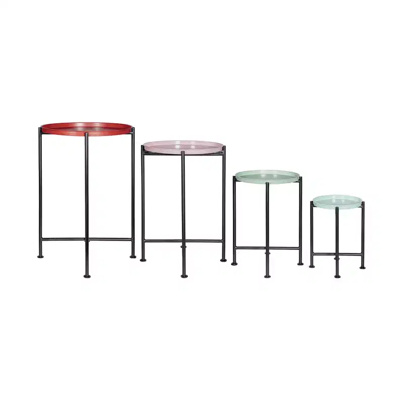 Set of 4 Multicolor Nesting Plant Stands Metal Frame