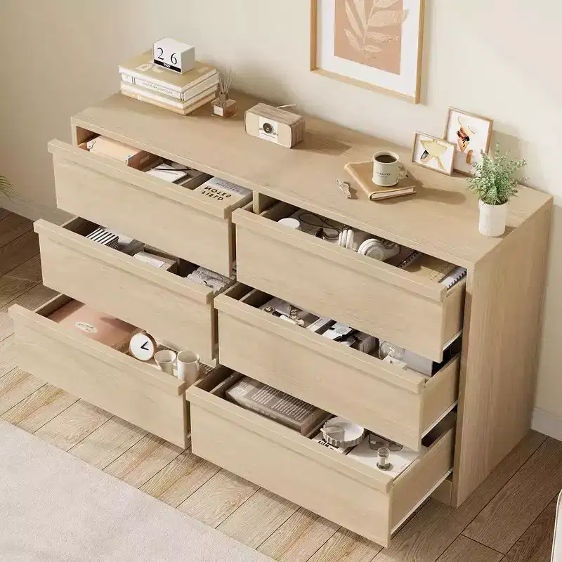 6 Drawer Dresser for Bedroom, Modern Double Dresser Organizer with 6 Drawers, Wooden Chest of Drawers for Living Room, Hallway, Entryway