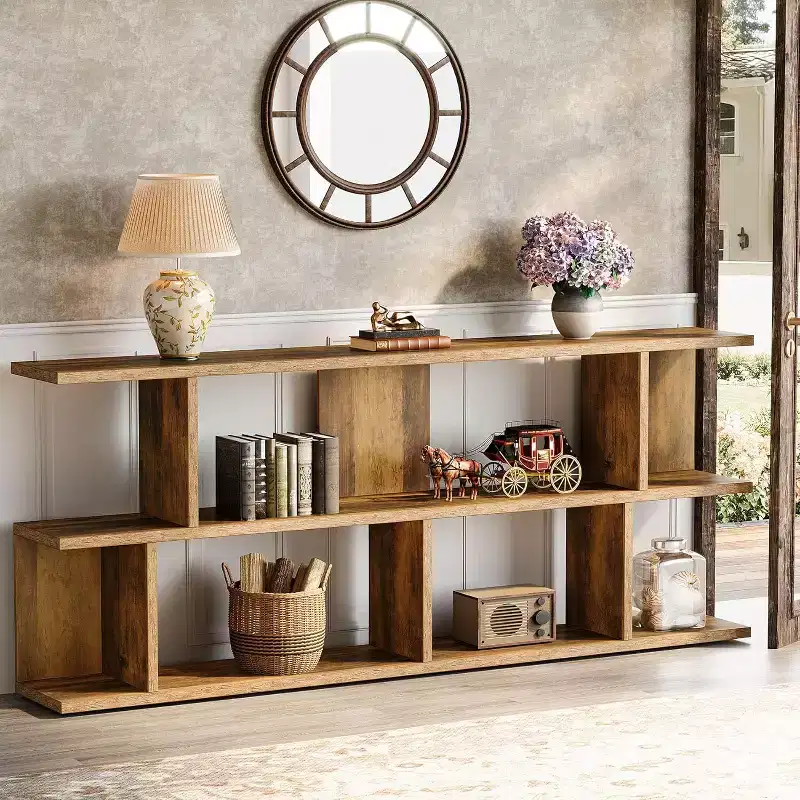 Lantine 3-Tier 71 Extra Long Sofa Table Behind Couch