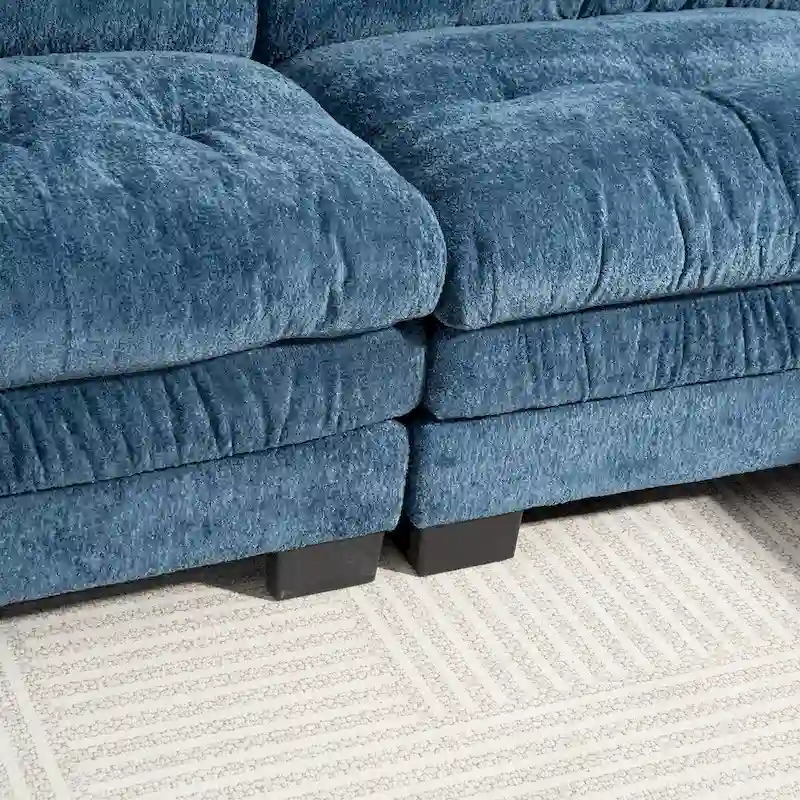 120.87 Chenille L-Shaped Sleeper Sectional Sofa with Ottoman