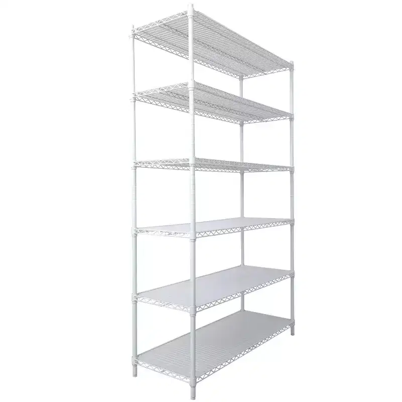 VIYET 6 Tier 6000LBS NSF Metal Wire Shelving, Heavy Duty Adjustable Storage Rack with Wheels & Shelf Liners (White)