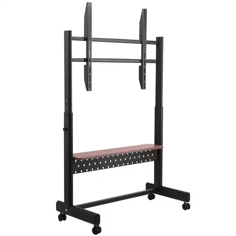 VEVOR Rolling TV Stand, Mobile TV Cart for 55-100 Inch Screens, Height Adjustable Portable Monitor Stand with Tray, Holds up to 205 lbs, Black