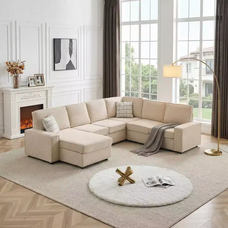 Modular Sectional Sofa, U/L-Shaped Couch w/ Removable Cover, Modern Convertible Deep Seat Sofa, Comfy Cloud Sleeper Sofa Couch for Living Room&Office