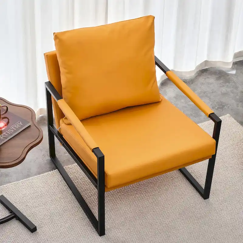 Ouyessir Set of 2 Modern Velvet Accent Chair Linen Sling ArmChair