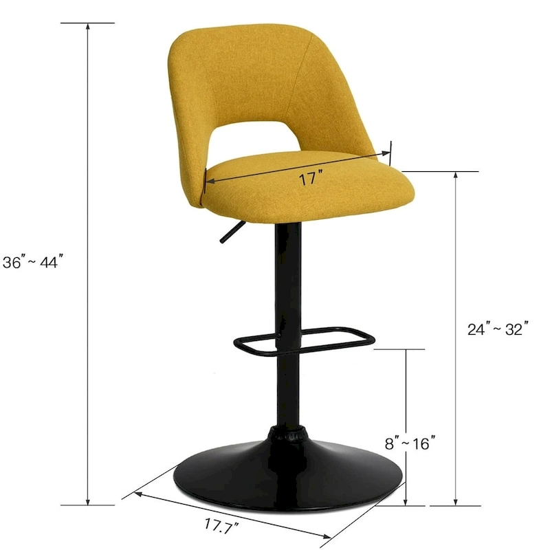 17.7 Bigger Base Vinyl Adjustable Height Swivel Bar Stool, Set of 2 - 32x17x17