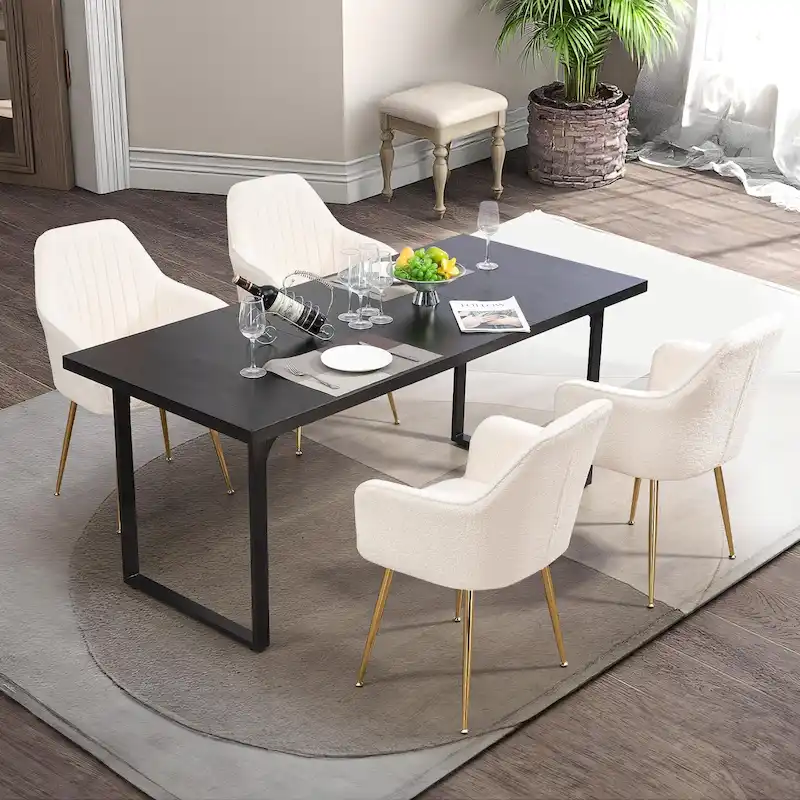 AVAWING Upholstered Velvet Dining Chairs Accent Arm Chairs Set of 4