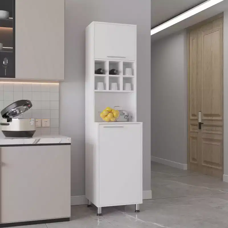 Pantry Cabinet Tall Kitchen Pantry Storage Cabinet with Microwave Stand, Farmhouse Kitchen Hutch with Storage Drawers for Dining Room