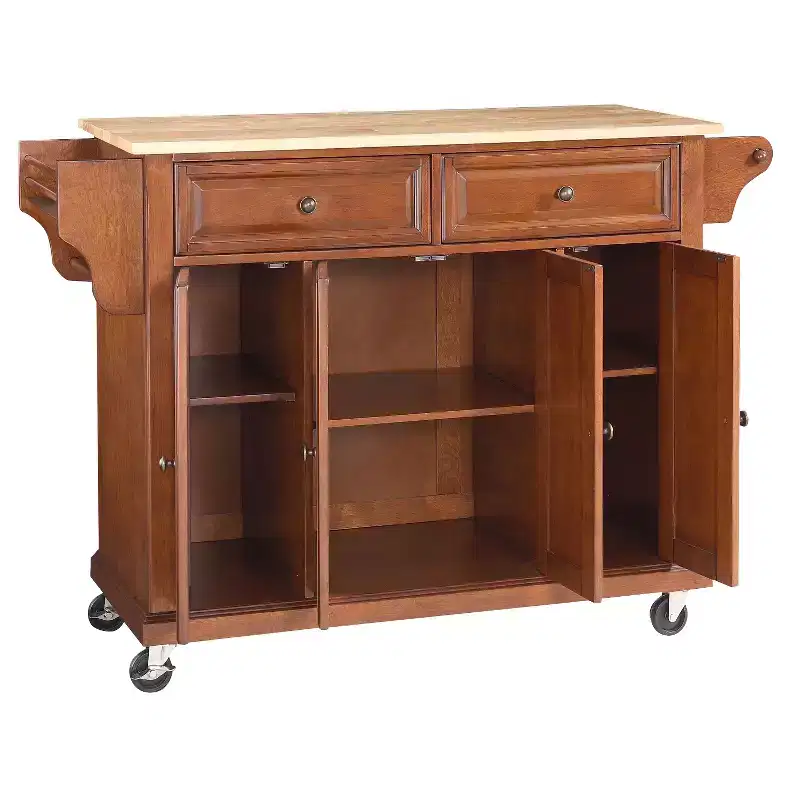Crosley Natural Wood Top Kitchen Cart - Cherry