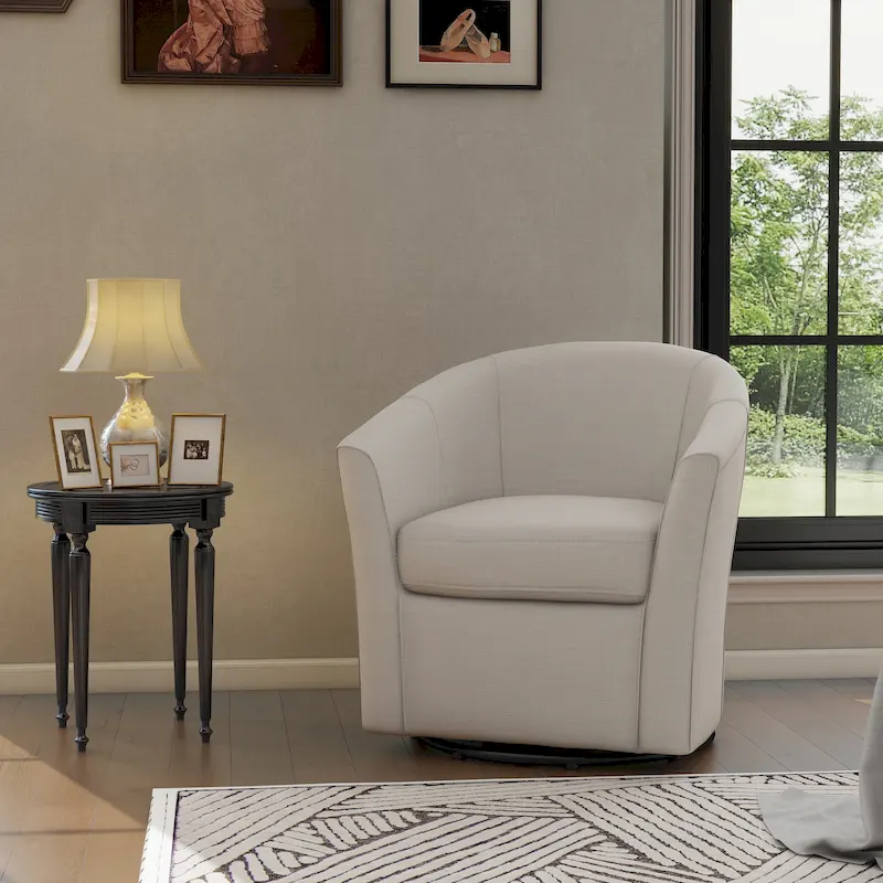 Modern Upholstered Swivel Barrel Chair Living Room Accent Chair