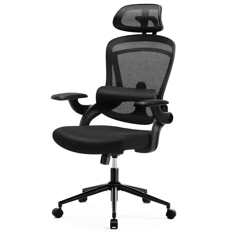 TUYOHW Mesh Criss Cross Chair on Wheels,Office Chair with Adjustable Lumbar Support and Headrest,Gaming Chair with Soft Flip Up Arms for Office