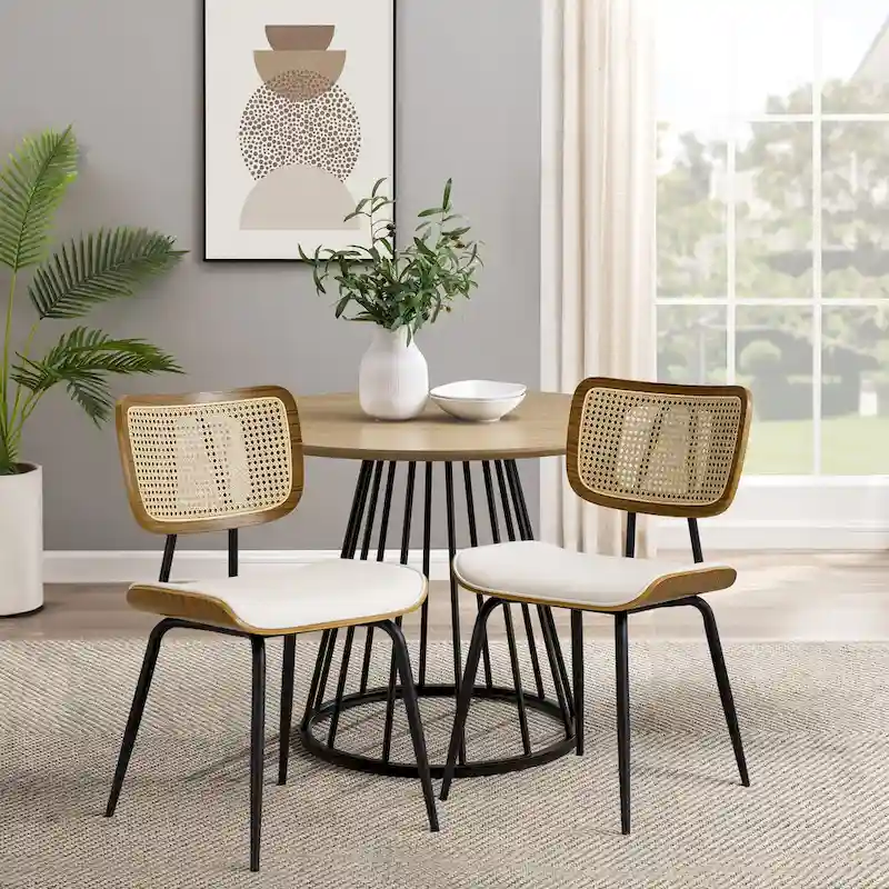 Faux Leather Upholstered Dining Chairs Set of 2/4 - 33.5 H x 17.5 W x 23 D