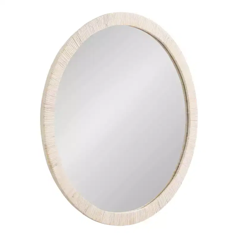 Kate & Laurel All Things Decor 28" Rahfy Round Framed Wall Mirror White