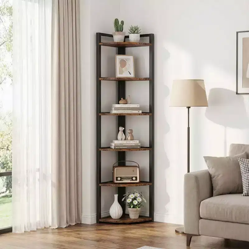 MAYEERTY 6-Tier Versatile Corner Shelf, Multi-Use Storage Rack & Plant Stand