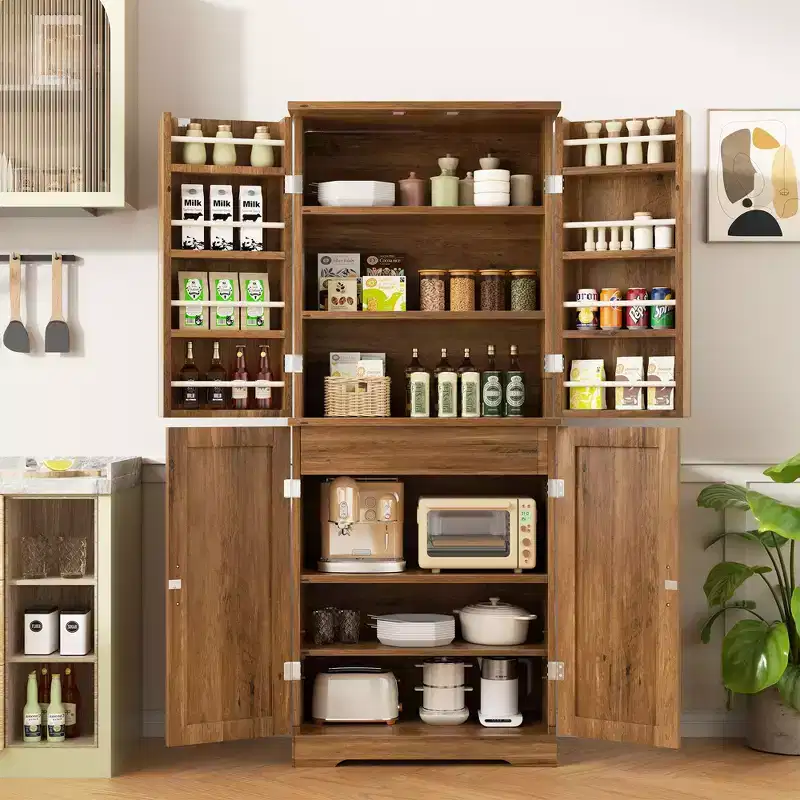 Celebalcony 66.7 Kitchen Pantry Cabinet, with Door Shelves, Hidden Drawer and Adjustable Shelf. Freestanding Pantry for Kitchen, Dining Room