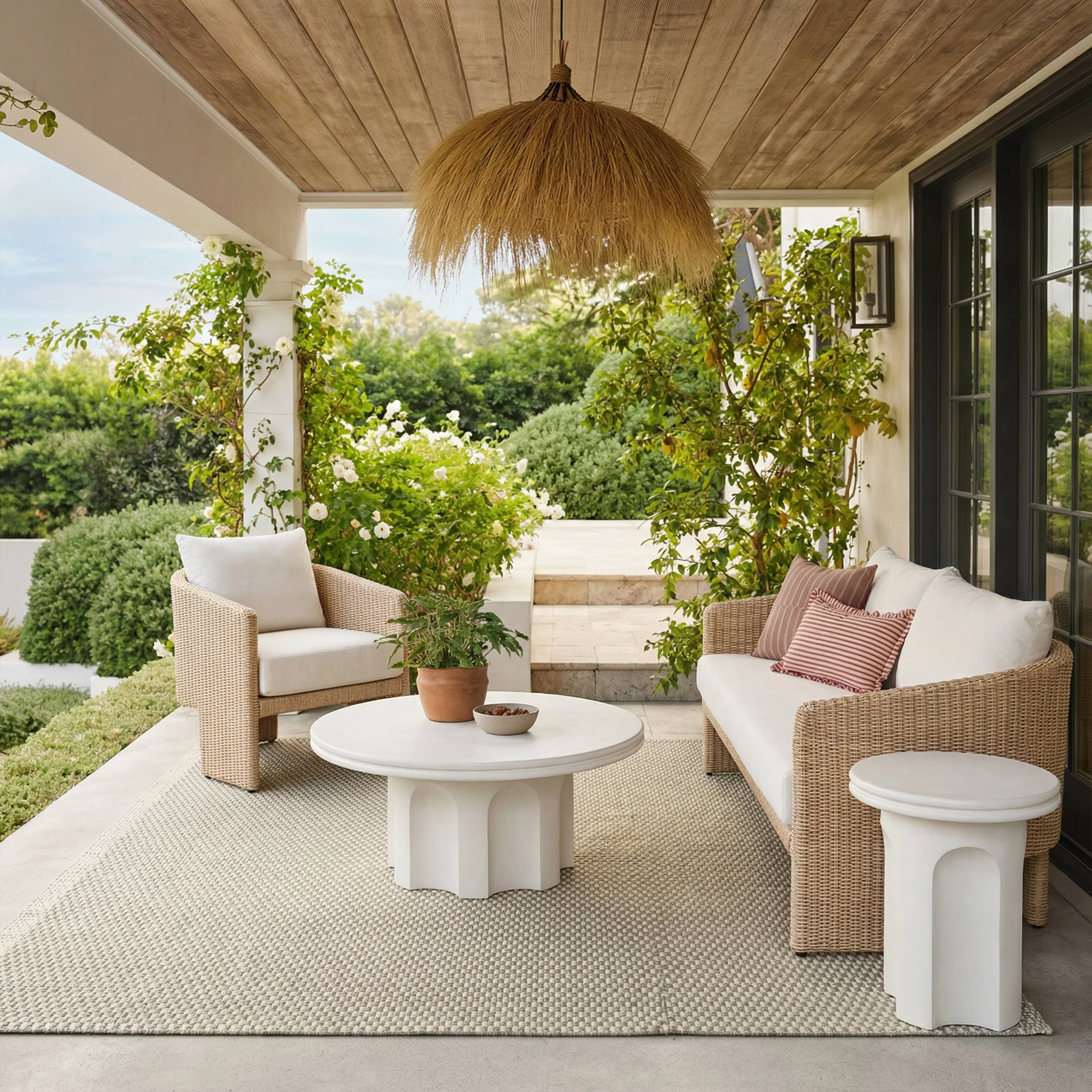 38 Ivory Indoor/Outdoor Concrete Round Coffee Table