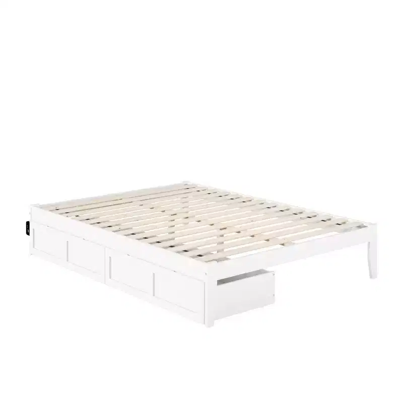 Platform Bed with USB Turbo Charger and 2 Extra Long Storage Drawers