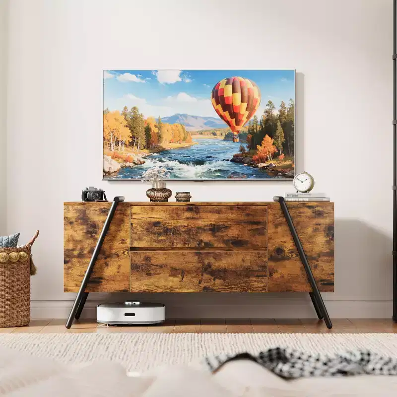 TV Stand for TVs Up to 60, Modern Entertainment Center with Storage Drawers & U-Shape Metal Legs, Media Console for Living Room