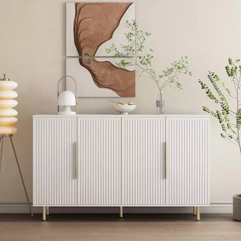 Okak Modern Buffet Cabinet, Storage Cabinet with Fluted and Adjustable Shelves, Accent Cabinet for Living Room, Entryway, Hallway, Kitchen