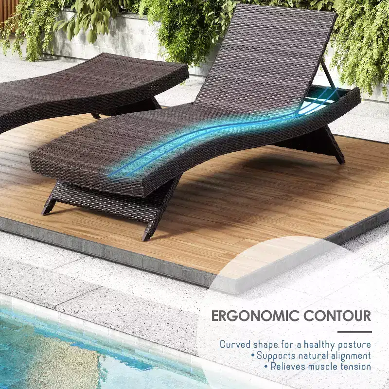 Nestl Chaise Lounge Chair Outdoor Set, Wicker Patio Lounge Chair, Outdoor Lounge Chair with Reclining Backrest