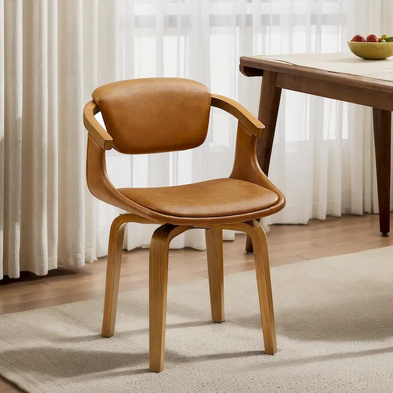 Modern Swivel Dining Chair, Upholstered Seat, 360-Degree Rotation, Mid-Century Style