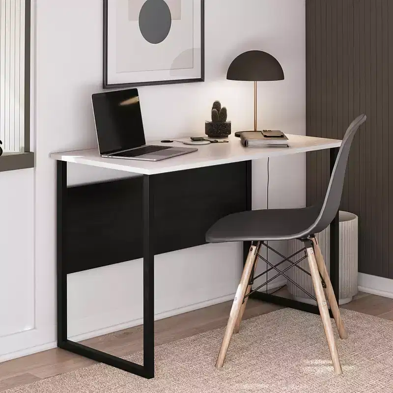 TUYOHW Writing Desk for Teens,Spacious Desktop with Lower Height & Wire Management,Two-Tone Study Desk with U-Shaped Metal Legs for Bedroom Dorm