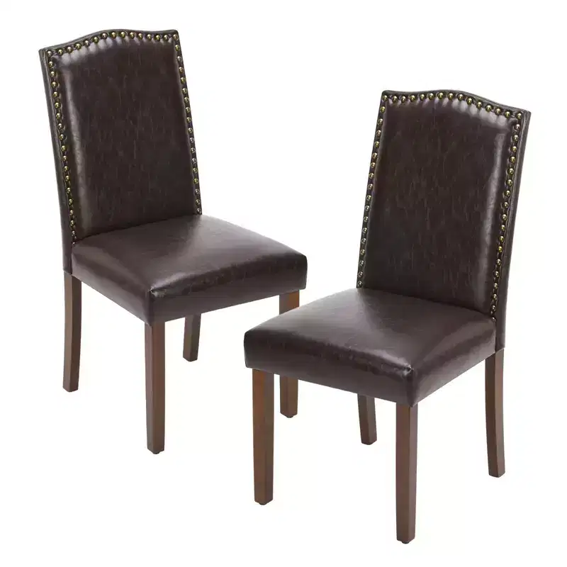 TUYOHW Modern Dining Chairs Set of 2,Upholstered Kitchen Chairs with Nailhead Trim,Rubber Wood Legs,Armless Dininig Room Chairs
