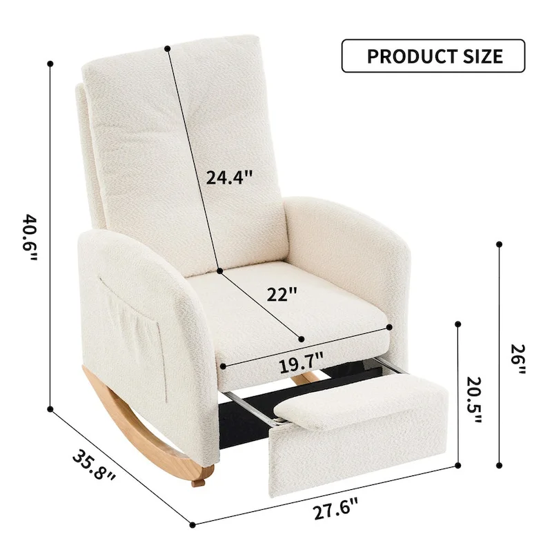 Accent Rocking Chair with Footrest High Back