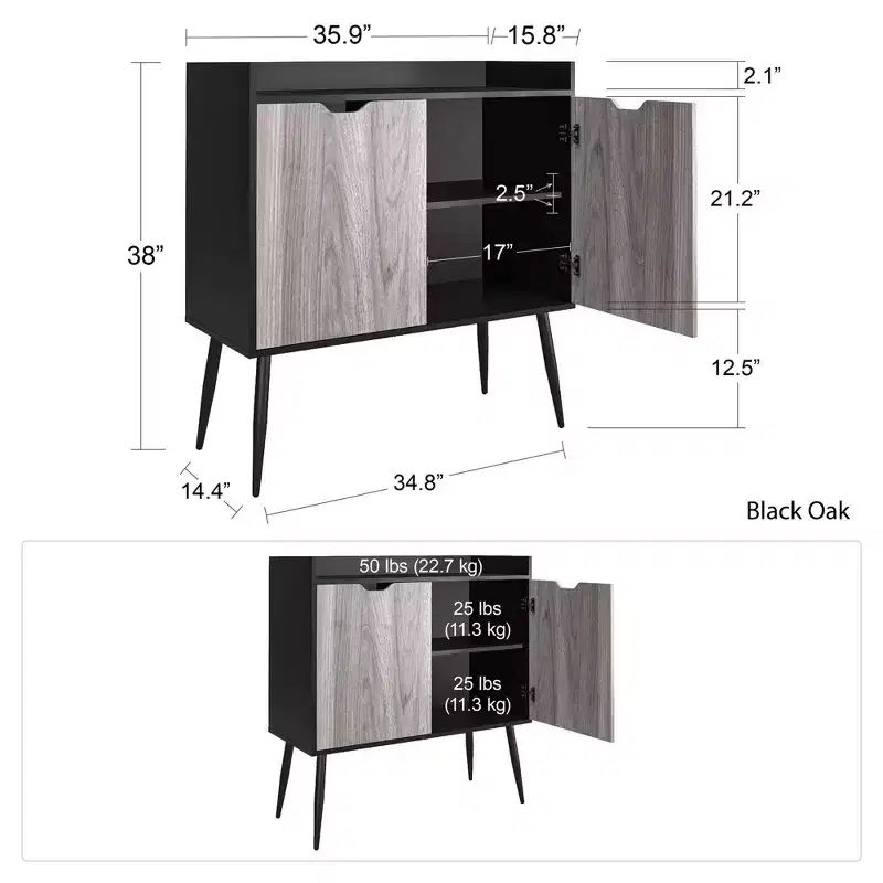 RealRooms Grafton Bar Cabinet, Black Oak