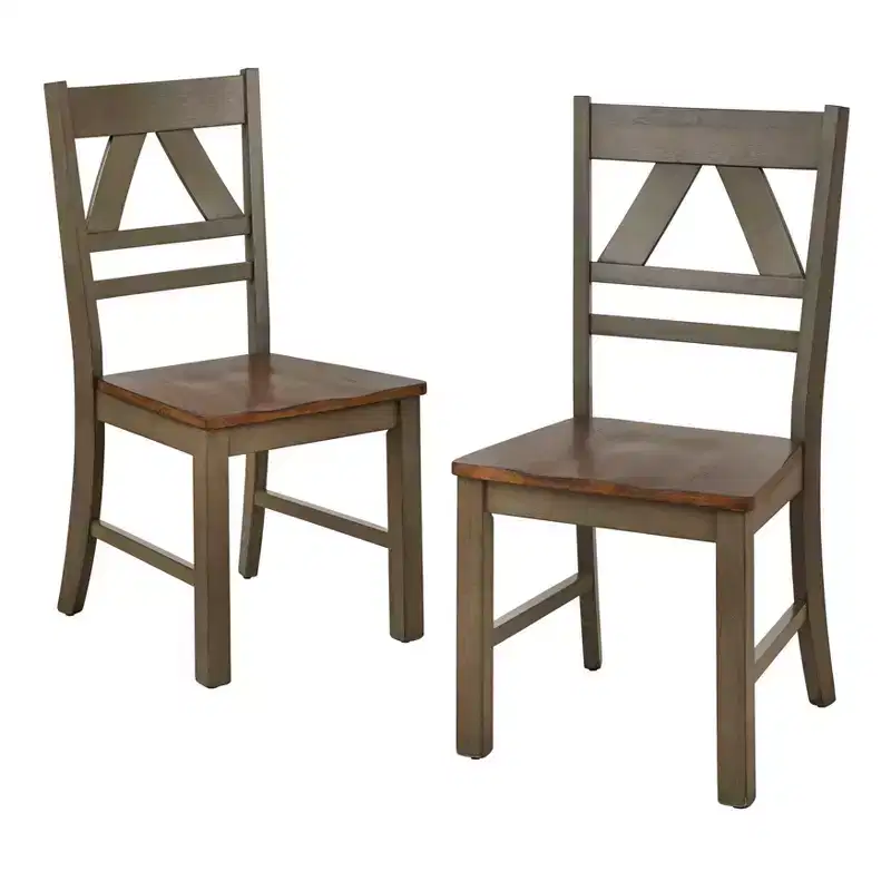 Buylateral Set of 2 Vintner Farmhouse Solid Wood Dining Chairs