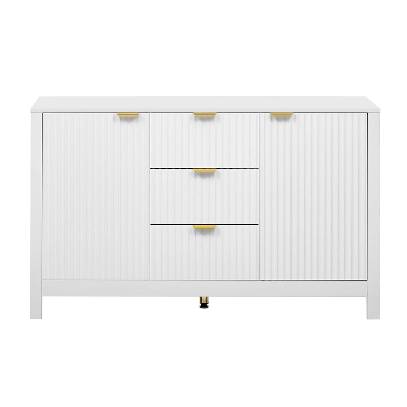 47.2W Sideboard Buffet Cabinet with Wave Design - 3 Adjustable Shelves and 3 Drawers - N/A