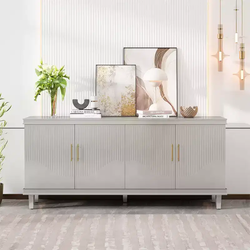 70.07''Large Size 4-Door Cabinet, Sideboard Buffet Cabinet with Storage, Same as Living Room, Kitchen, Bedroom, Hallway (Champagne)