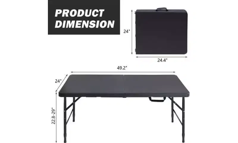 Acekool 4FT Folding Table with Handle, Heavy Duty Portable Plastic Table with 300 lbs Capacity, Waterproof, Anti-Slip Feet, Easy Storage