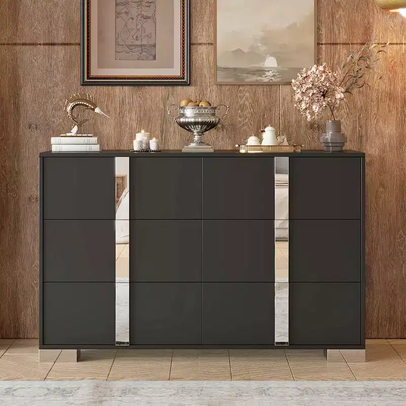 White 6-Drawer Dresser with Mirrored Handles, Single-User