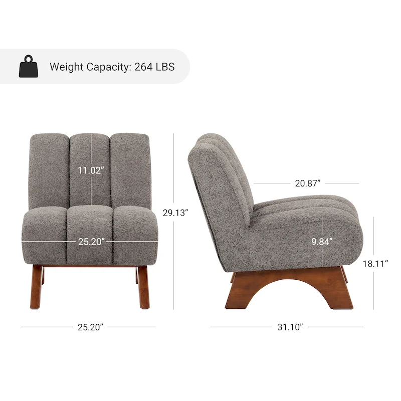 Art Leon Modern Wood and Fabric Accent Sofa Chair