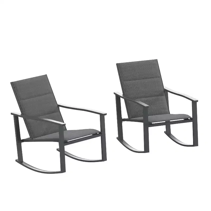 Flash Furniture Brazos Set of 2 Outdoor Rocking Chairs with Flex Comfort Material and Metal Frame
