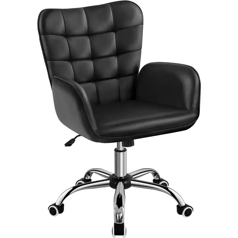 Faux Leather Desk Chair with Padded Armrests
