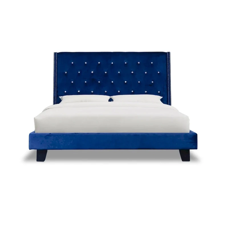 Velvet Tufted Platform Bed