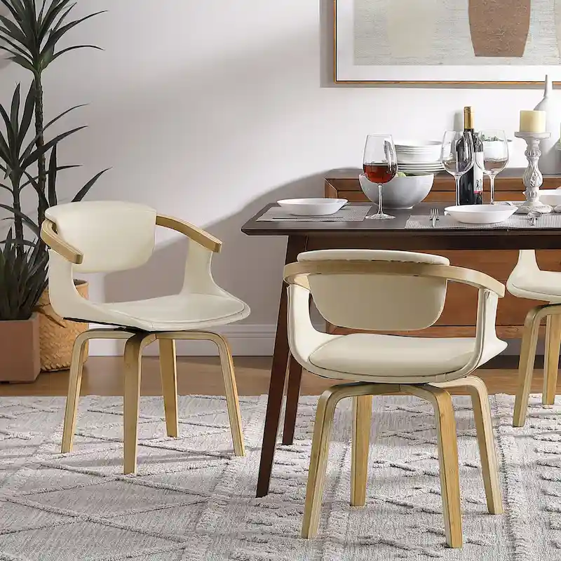 Modern Swivel Dining Chair, Upholstered Seat, 360-Degree Rotation, Mid-Century Style