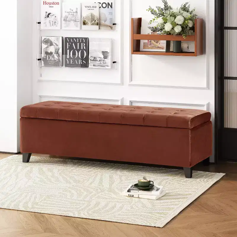 50-inch Rectangular Ottoman Bench with Hidden Storage