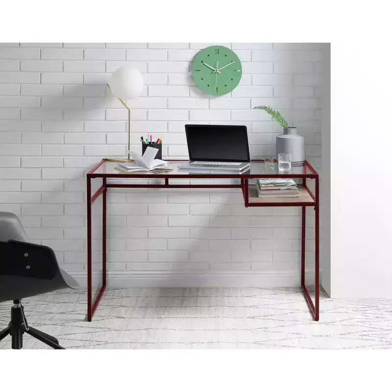 Acme Furniture Yasin Desk Red/Glass