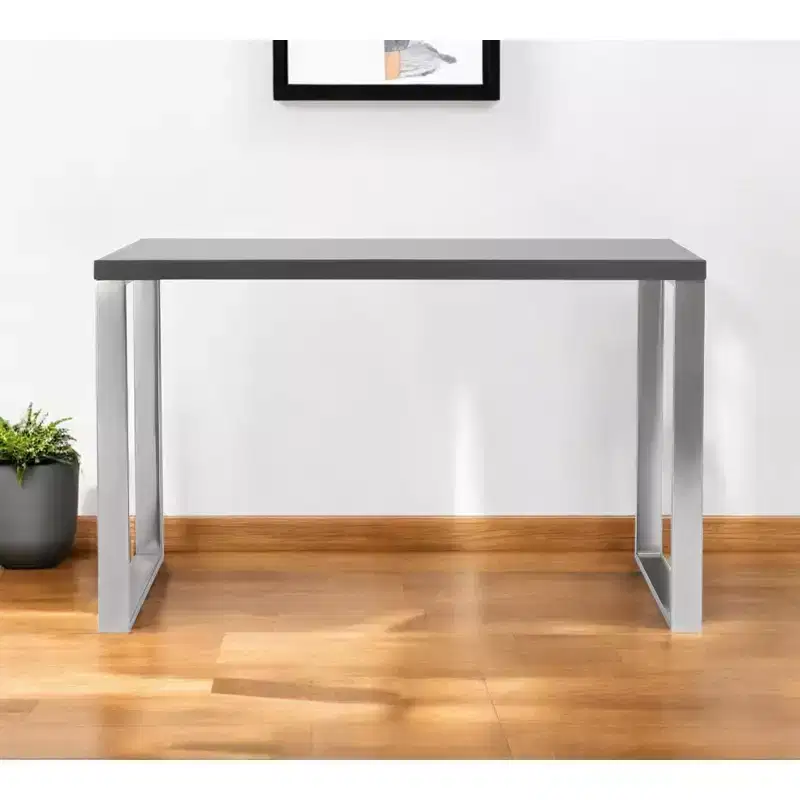 47 Gray and Silver Wood and Stainless Steel Sled Writing Desk