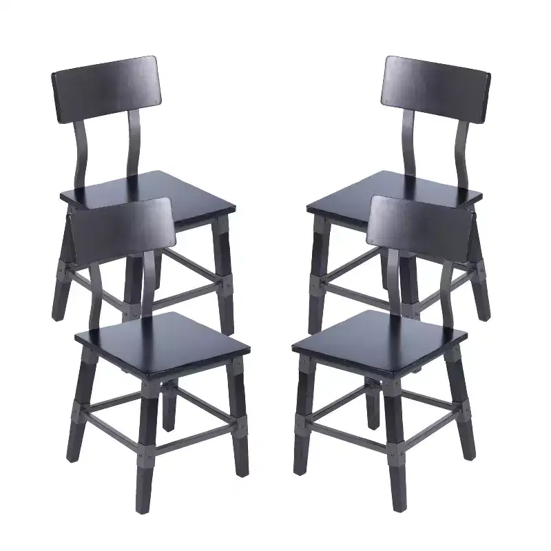 Merrick Lane Dining Chairs with Steel Supports and Footrest - Set Of 4