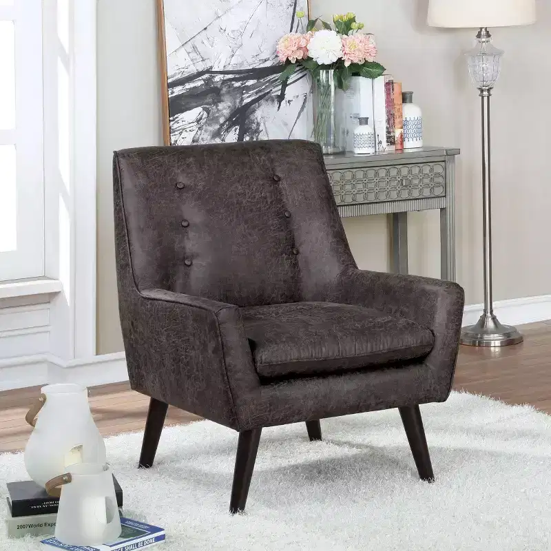 Center Button Tufted Accent Chair Dark Gray - HOMES: Inside + Out