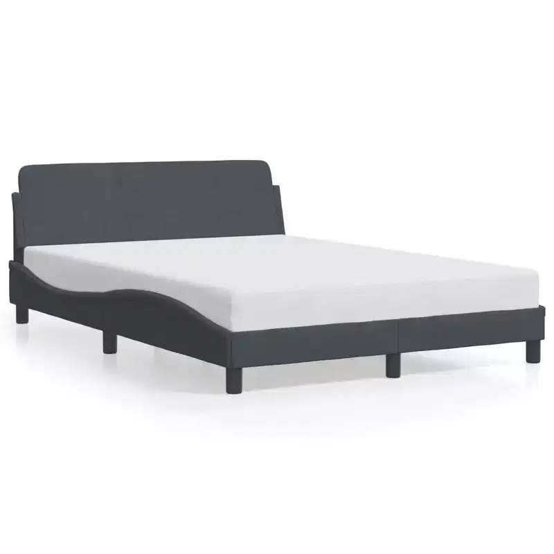 vidaXL Bed Frame with Headboard Platform Foundation Bedroom Furniture Velvet - Dark Gray Full