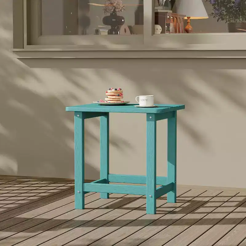 HDPE Adirondack Square Outdoor Side Table,Weather Resistant & Easy Assembly Patio End Tables,Durable Small Patio Table for Beach,Pool, Balcony, Porch