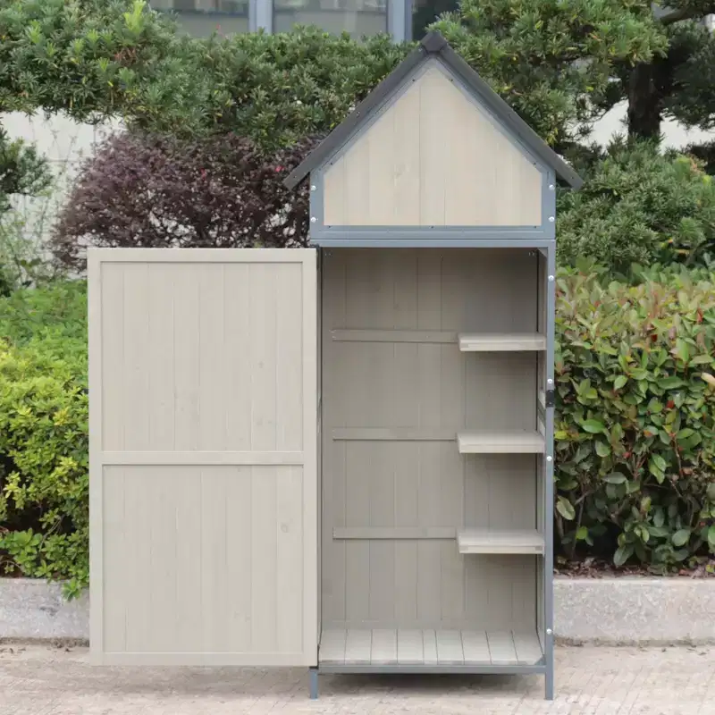 Outdoor Storage Shed with Floor, 68 Tall Garden Tool Shed with Adjustable Shelves