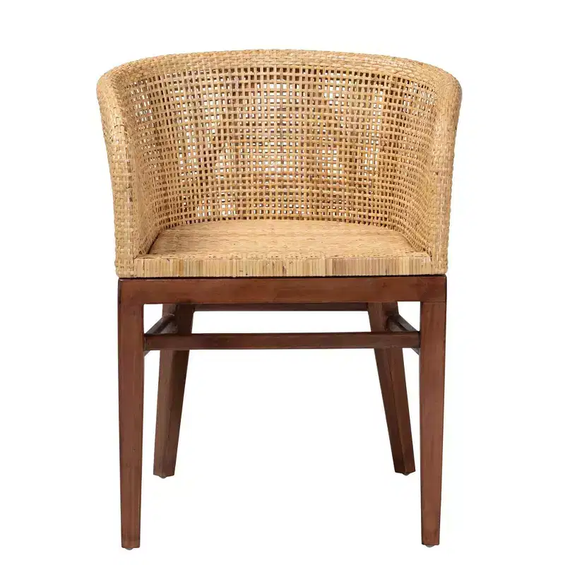 Dining Chair: Acacia Frame, Woven Rattan, Bohemian Design, Assembly Required