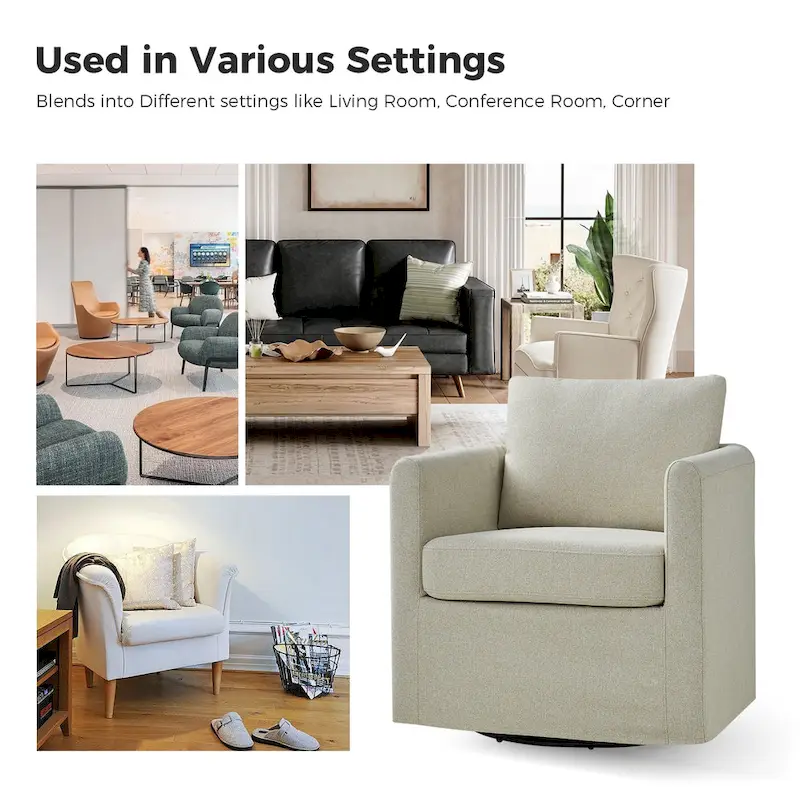 Erkenbald Modern 360-Degree Swivel Chair with Removable Slipcover Set of 2 by HULALA HOME