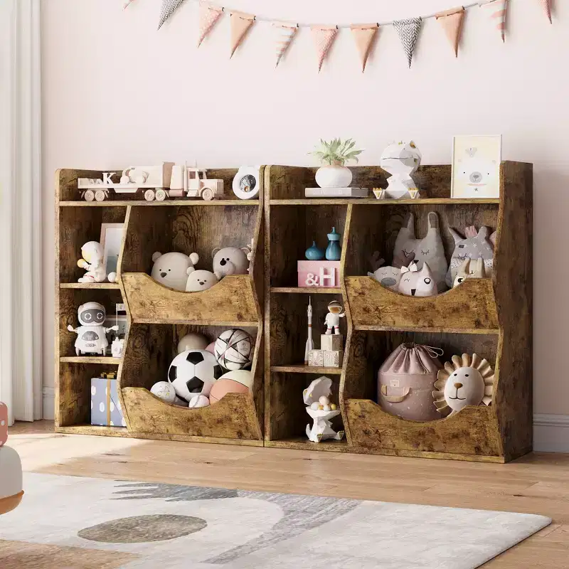 Kids Bookshelf, Storage Organizer, 3-Tier Toddler Bookcase, 5 Cube Double Side Storage Display Cabinet for Kids Room, Bedroom, Kindergarten